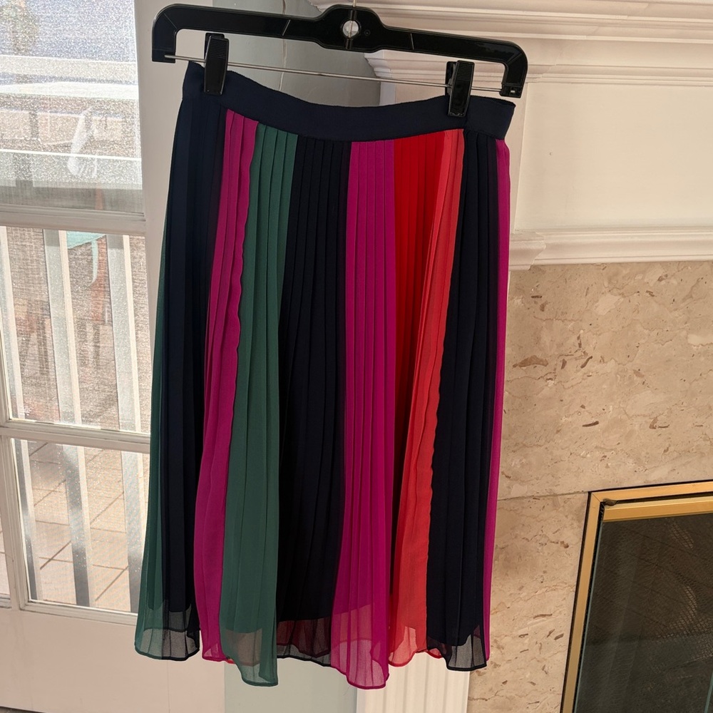 J. Crew Pleated Midi Skirt in Navy, Green, Fuchsia, Red